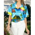 thumbnail image 5 of HAPPY BAY Women's Button Down Blouses Casual Tops Summer Beach Party Shirt Blouse Short Sleeve Tropical Vacation Hawaiian Shirts Tank Top Women S Island View, Blue, 5 of 5