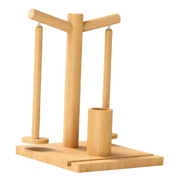Soporte para teléfono con hilo de crochet, organizador de madera para guardar bloques de hilo de tejer. marrón claro