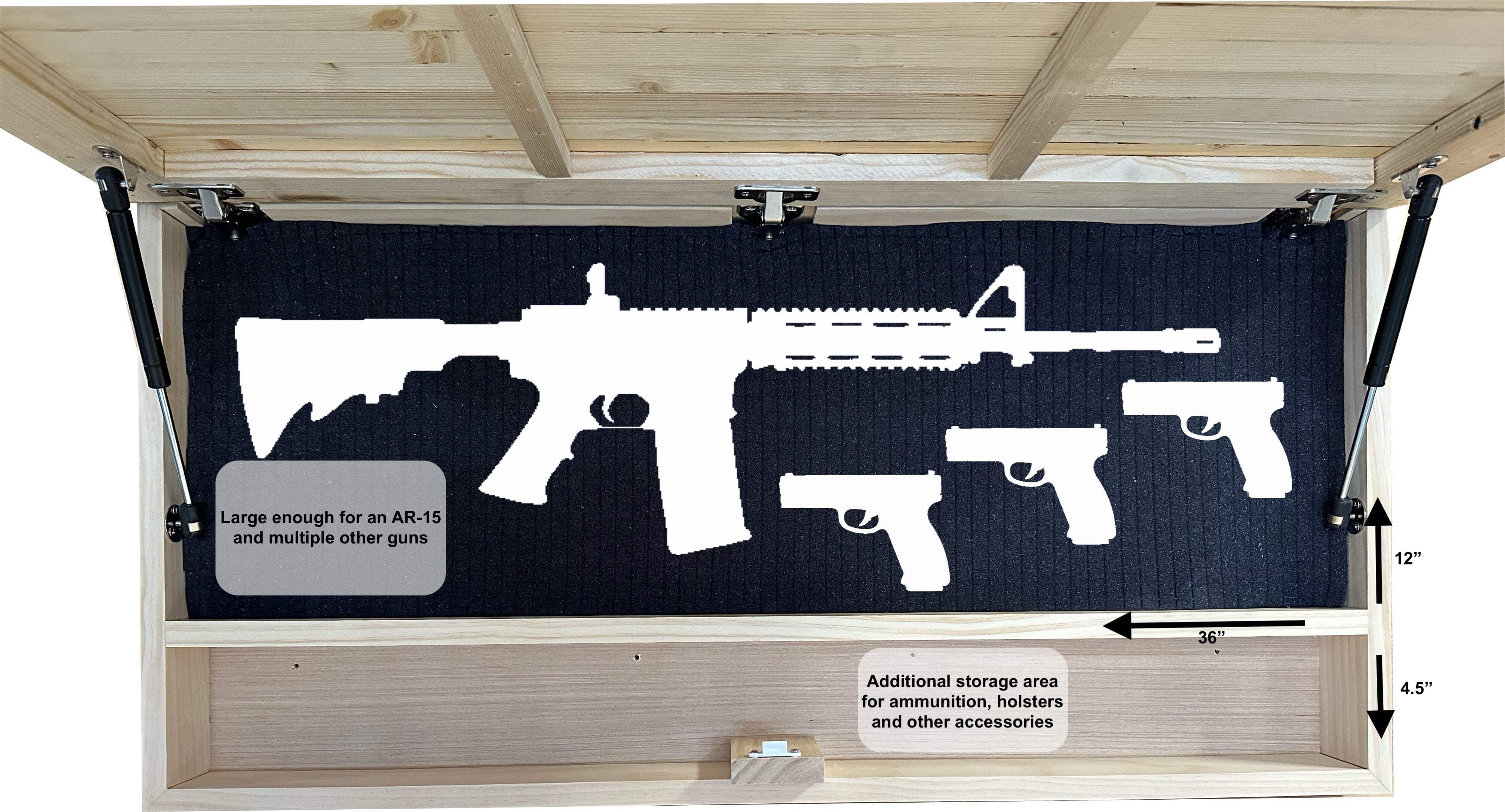 Wood American Flag Black 3-4 Gun Safe Magnetic Lock Secure Access Pistol Rack By Bellewood Designs