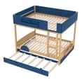 thumbnail image 5 of Harper & Bright Designs Queen Size Bunk Bed with Trundle and Bookshelf, Wood Bunk Bed Frame with Stairs and Guardrail for Boys and Girls, Blue+Natural, 5 of 12