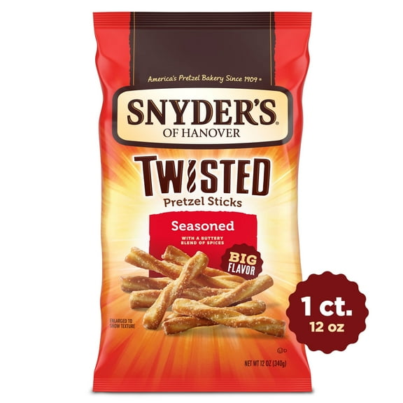 Snyder's of Hanover, Seasoned Twisted Pretzel Sticks, 12 oz (Pack of 3)