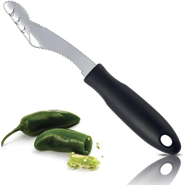 Descorazonador De Chiles Jalapeños Fiotok Herramienta De Cocina Removedora De Descorazonadores De Chiles De Acero Inoxidable Con Rebanada Dentada Y Mango De Goma Quita Fácilmente Semillas O Corta La P