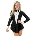 thumbnail image 3 of Yanarno Womens Dance Leotard Ruffle Dress Long Sleeve Bowtie Tuxedo Waitress Cosplay Costume Black S, 3 of 7