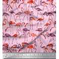 thumbnail image 1 of Soimoi Satin Silk Fabric Flamingo Bird Print Fabric by The Yard 42 Inch Wide, 1 of 3