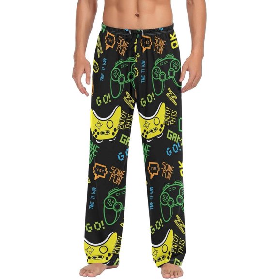 GZHJMY Gamepad Pajama Pants for Men, Lounge Pants Lightweight Men Pajama Bottoms with Drawstring Pockets, Christmas New Year Birthday Gifts, X-Large