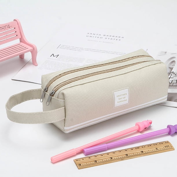 Xihbxyly Estuche Portátil de Gran Capacidad con Diseño de Doble Capa, Cierre de Cremallera Suave, Lona Fácil de Limpiar, Multifuncional, Ideal para Oficina, Escuela y Viajes. Tamaño: 20 X 8 X 8 Cm.