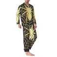 thumbnail image 2 of KLL Gold Spider On The Web Sleepwear Mens Flannel Pajamas,Long Cotton Pj Set, 2 of 7