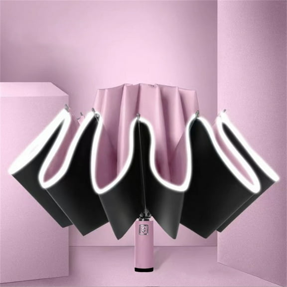 Sun Umbrella Parasol Umbrella for Sun Portable Folding Umbrella with Reflective Strips Travel Foldable Compact Umbrellas Auto Open & Close Large Lightweight Windproof Parasol