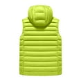 thumbnail image 3 of Men's Casual Trendy Rib Pattern Sleeveless Cotton Vest - Hooded Solid Color Slim-fit Cotton-padded Jacket, Fluorescent Green, Size XXL, 3 of 4