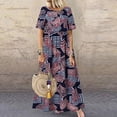thumbnail image 3 of Robe Mode Femme Col Rond Manches Courtes Ample Mi-Mollet Robe Longue, 3 of 8