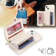 thumbnail image 2 of iPhone 13 Phone case Wallet with Zipper Card Holders for Women, iPhone 13 Case Wallet with Credit Card with Ring Kickstand Zipper Stand Case for iPhone13 - Off-White, 2 of 18