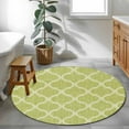 thumbnail image 4 of Grass Green Morocco Round Area Rug 4ft, Ethnic Geometric Quatrefoil Lattice Washable Non-Slip Circle Rugs for Bedroom Living Room Kitchen, Soft Non Shedding Circle Carpet for Dining Room Dorm, 4 of 9
