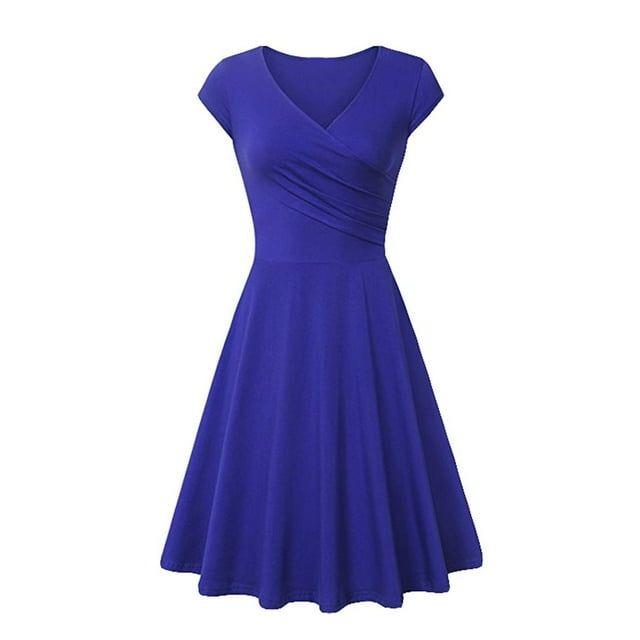 Robe Swing Robes Rétro pour Femmes Robes de Bal Vintage Robe à Manches Courtes pour Femmes des Années 50 Ménagère Décontractée Robe de Soirée Robe à Col Robe Noire Robes d'Été pour Femmes 2023