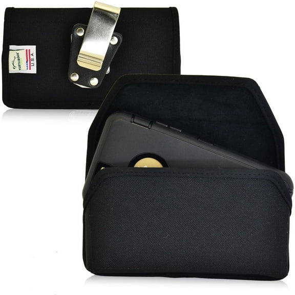 Ballistic Nylon Horizontal Rugged Heavy Duty Case with Magnetic Closure for iPhone 11 Pro MAX (will Not fit the regular Pro size) with a Otterbox Defender cover on it.