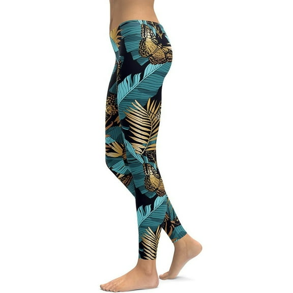 Golden Butterflies Leggings Size: XS for Women | FIERCEPULSE
