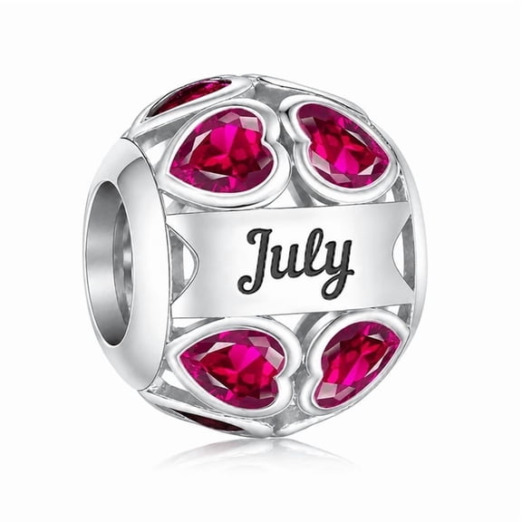 925 Sterling Silver Twelve Month Birthstone Heart Colorful Zircon Charm for Bracelets Charms & Bangle Pendant Jewelry