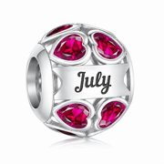 925 Sterling Silver Twelve Month Birthstone Heart Colorful Zircon Charm for Bracelets Charms & Bangle Pendant Jewelry