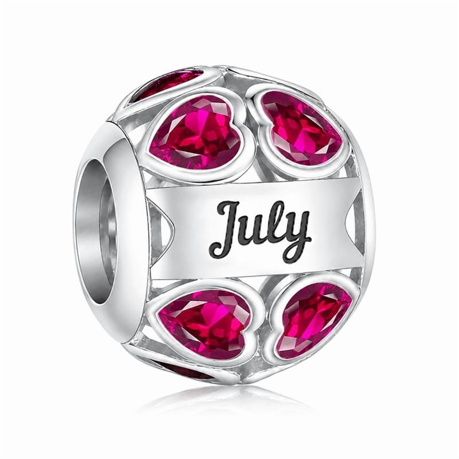 925 Sterling Silver Twelve Month Birthstone Heart Colorful Zircon Charm for Bracelets Charms & Bangle Pendant Jewelry
