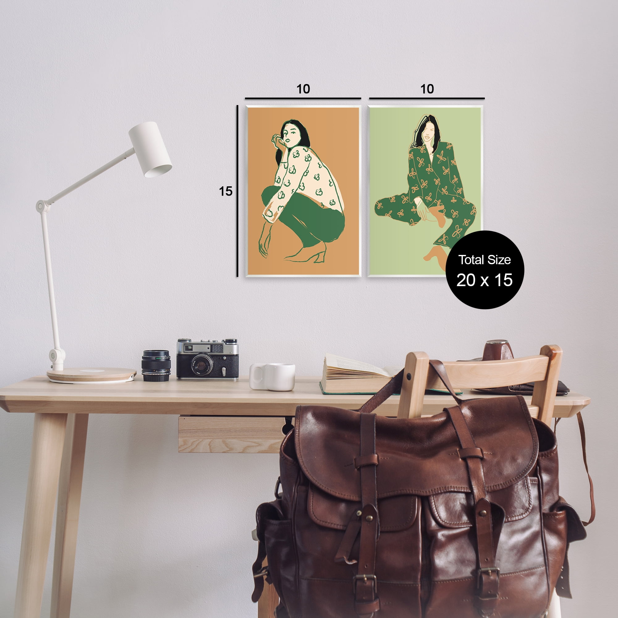Stupell Industries Woman Stooping Sitting Pose People Painting Unframed Art Print Wall Art, 10 x 15, Set of 2