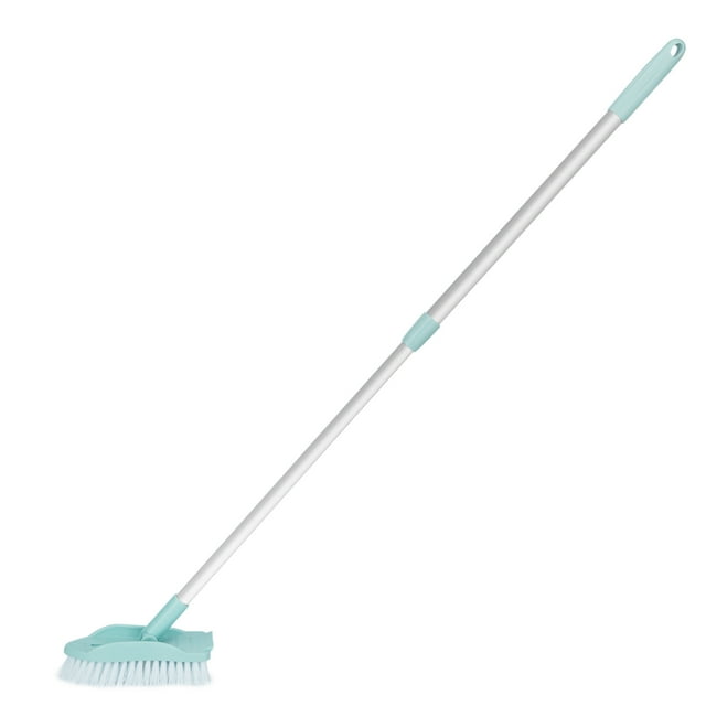 Floor Scrub Brush with Long Handle Scrape and Brush Tub and Tile Brush for Cleaning Bathroom Patio Kitchen Wall and Deck
