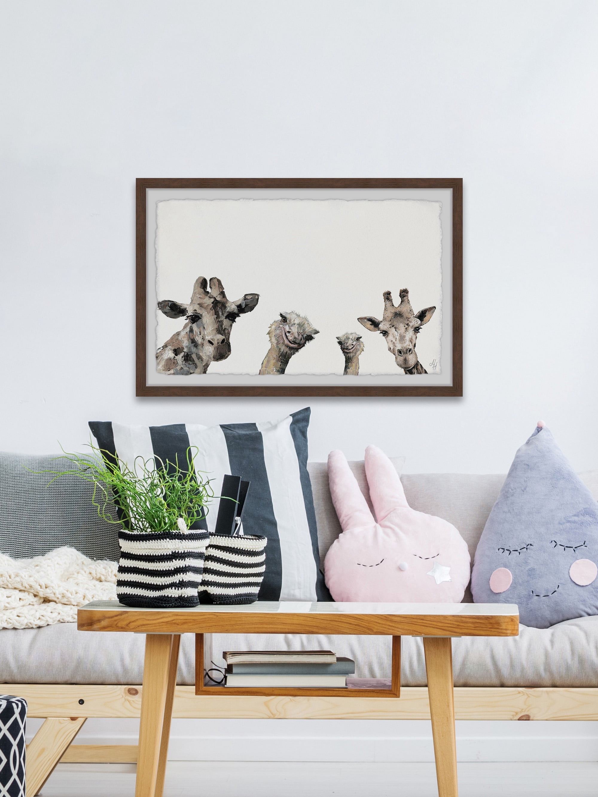 Marmont Hill Giraffes and Ostriches Framed Wall Art