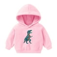 thumbnail image 2 of Abtuhar Fall Hooded Sweatshirt for Toddler Crew Neck Dinosaur Print Fleece Lined Long Sleeve, 2 of 3