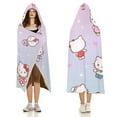 thumbnail image 2 of Hello Kitty Hooded Blanket Poncho, Wearable Hooded Blanket Cozy Soft Warm Plush Fleece Blanket for Adult Women Men 60x80, 2 of 6