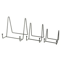 DecMode 10", 8", 6"H Black Metal Wide Tabletop Triangle Easel with Ball Accents, 3-Pieces