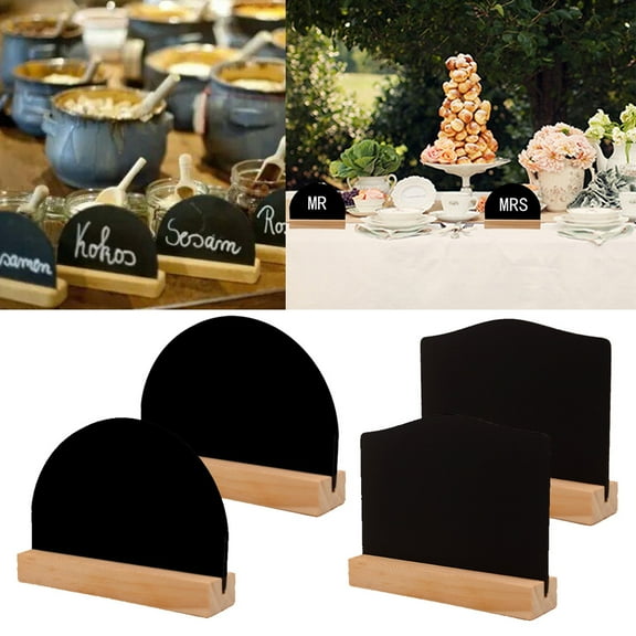 GOOHOCHY Double Sided Mini blackboard with Base for Decor Lightweight Easy to Write and Wipe 4 Pieces 2 for Each 5.9 x 8.3 inches