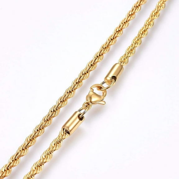 1pc 304 Stainless Steel Rope Chain Necklaces with Lobster Claw Clasps golden 17.7 inch(45cm) 2mm
