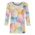 thumbnail image 5 of Women's Cotton T Shirts Oversized Crewneck Easter Printed 3/4 Sleeve Shirt Top Summer Casual Round Neck Plus Size Loose Comfy Going Out Tee Shirt, 5 of 9