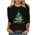 thumbnail image 2 of ‌FDGIU Funny Christmas Shirts for Women - Cute Xmas Tree Print 3/4 Sleeve Blouses, Holiday Tops with Crew Neck, Funny Christmas Tops, 2 of 5