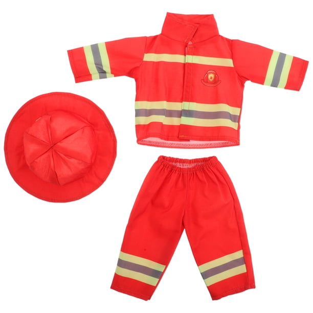 1 juego de disfraz de bombero: muñecas de niña y muñecas de verano de 43 cm. Conjunto de disfraz de bombero con sombrero y accesorios para juegos de rol, fiesta de Halloween.