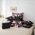 thumbnail image 6 of jejeloiu Initial Letter V Twin Bedding Sets 7-Piece,Kawaii Bow Bowknot Bedding Comforter Set,Light Pink Black Sets For Girls,Breathable Bedroom Decoration Reversible, 6 of 8