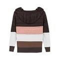 thumbnail image 4 of Gibobby Suéter de Punto mujer Casual Patchwork cuello en V manga larga con capucha suéter blusa Tops (Marrón, S), 4 of 5