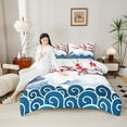 thumbnail image 4 of jejeloiu Retro Japanese Style Queen Comforter Set,Cherry Blossom Bedding Sets,White Blue Red Bedding Comforter Set For Adults,Super Cozy Room Decor,3 Pieces, 4 of 8