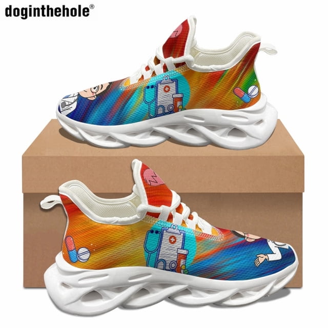 Zapatillas clásicas de verano Doginthehole con cordones para mujer y hombre, a la moda, con estampado de enfermera y dientes, para correr al aire libre, estilo informal.