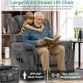 thumbnail image 3 of MEETWARM Oversized Dual Motor Power Lift Chair with Extended Footrest for Big Tall Elderly, Infinite Position Lay Flat Sleeper Electric Recliner, Heat Massage, Lumbar Pillow, USB & Type-C Ports, Gray, 3 of 9