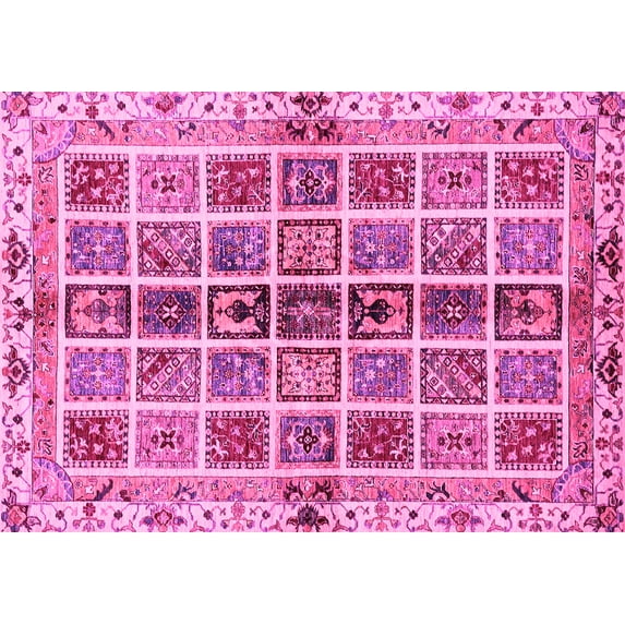 Ahgly Company Indoor Rectangle Abstract Pink Modern Area Rugs, 7' x 10'