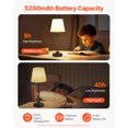 thumbnail image 4 of VEVOR Cordless Table Lamp, 5200mAh Built-in Rechargeable Battery Desk Lamp, 3-Level Brightness, Fabric Shade, 2700-3000K Color Temperature, Table Light for Restaurant, Bedroom, Bar Counter, Black, 4 of 9
