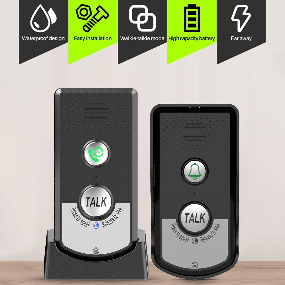 Wireless Doorbell Intercom Rechargeable Smart Intercom Doorbells for Home Real-Time Two-Way Communication 3 Volume Levels 1000m/3280ft Long Distance Waterproof Electronic Doorbell Chime for Home