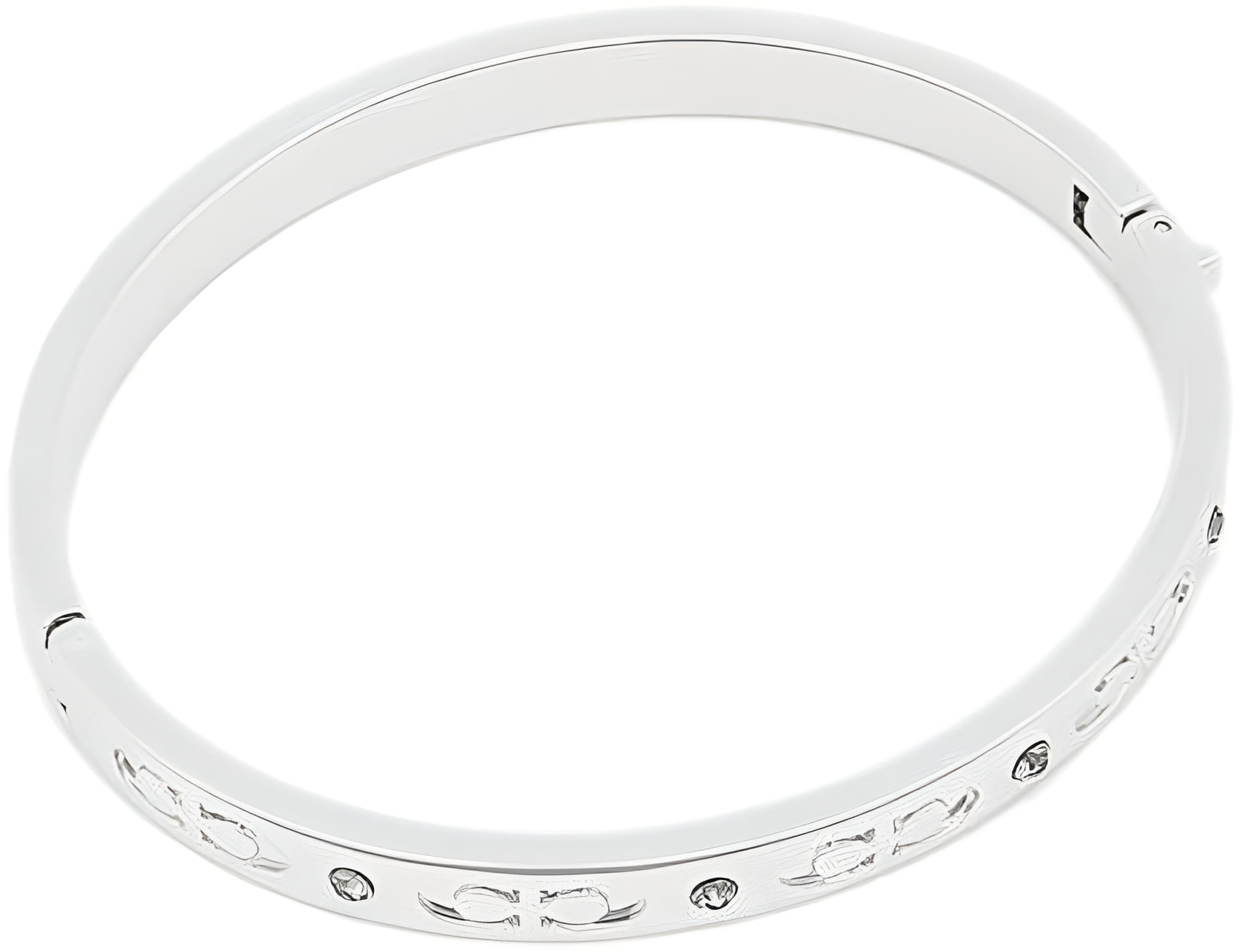 ブレスレット COACH Kissing C Bangle Bracelet F59083 COACH Jewelry: Silver Plated Metal Kissing C Hinged Bangle