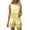 Yellow, variant on .Women's Sleeveless Lace Two Piece Shorts Set, Solid Color Round Neck Hollow Out Casual Romper Outfit.Yellow.XS