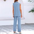 thumbnail image 5 of Riforla Women's 2 Piece Outfits Sleeveless Suit Vest and Wide Leg Pants Business Casual Sets Two Piece Sets for Women Blue XL, 5 of 8