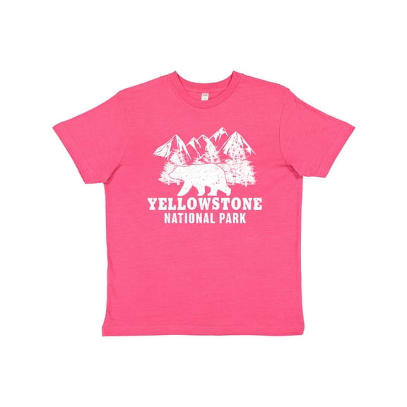 Inktastic Yellowstone National Park with Bear Mountains and Trees Youth T-Shirt