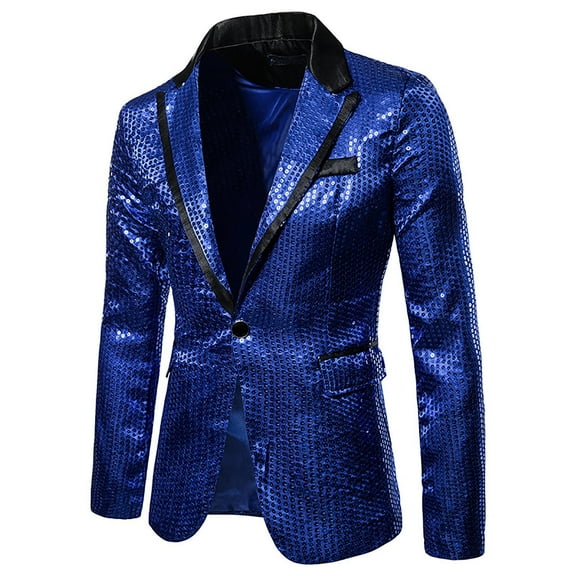 Odeerbi Blazer Jackets for Men Office Work Suit Jacket Autumn And Winter Personality Sequins Casual Suits Purple