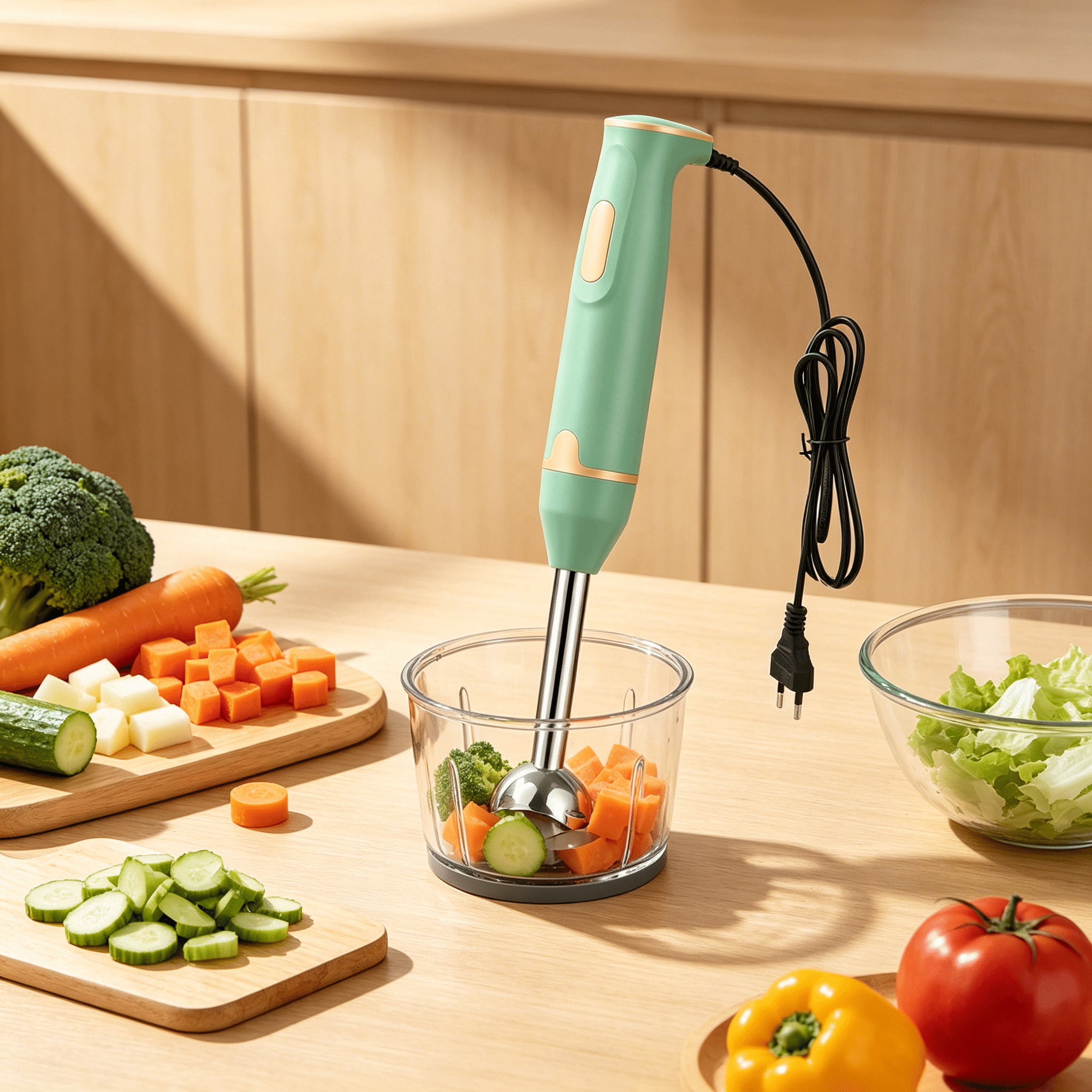 CURYMAY 2026 New Immersion Hand Stick Blender Electric Food Vegetable Grinder Handheld Stick Mixer for Smoothies Sauces Baby Food Soups Immersion Hand Blender