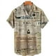 thumbnail image 2 of Camisa retro de manga corta para hombre, periódicos antiguos impresos en 3D, diseño de botones informal y moderno para ropa de calle y hogar, 2 of 5
