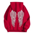 thumbnail image 5 of Oversize Hoodies for Women Trendy Angel Wing Print Long Sleeve Hooded Drawstring with Pocket Plus Size Clothes Outfits Red, 5 of 6