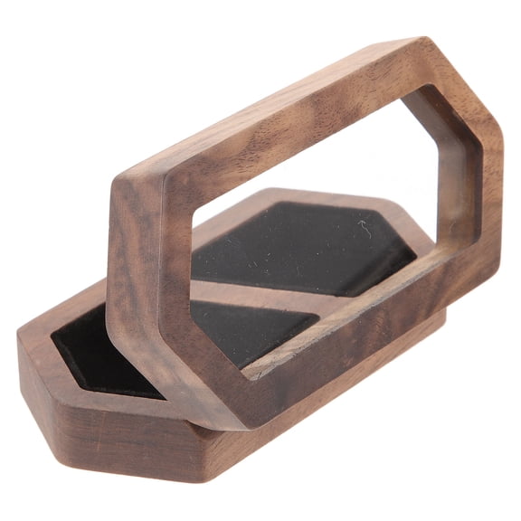 OUNONA Jewelry Case Stand Black Walnut Wooden Ring Box Bride